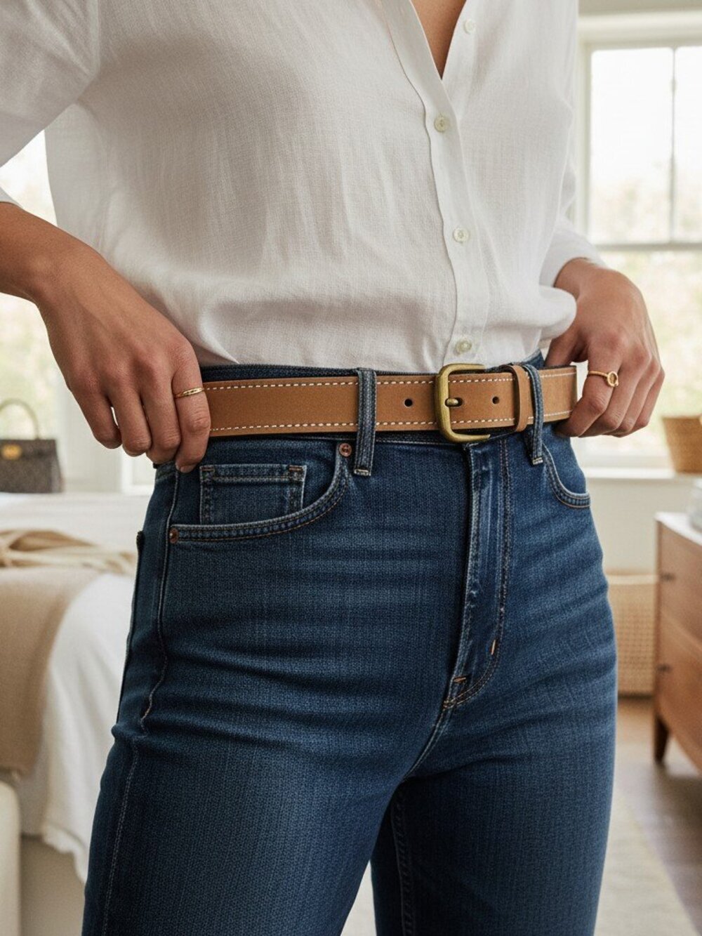 MWT Lucky Brand Women's Leather Denim Belt sz 40